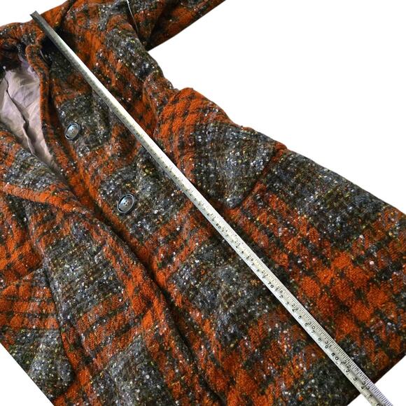 Vintage Kay McDowell Tweed Orange Coat Mid Century Jacket MCM Retro Style SZ M - Picture 5 of 6